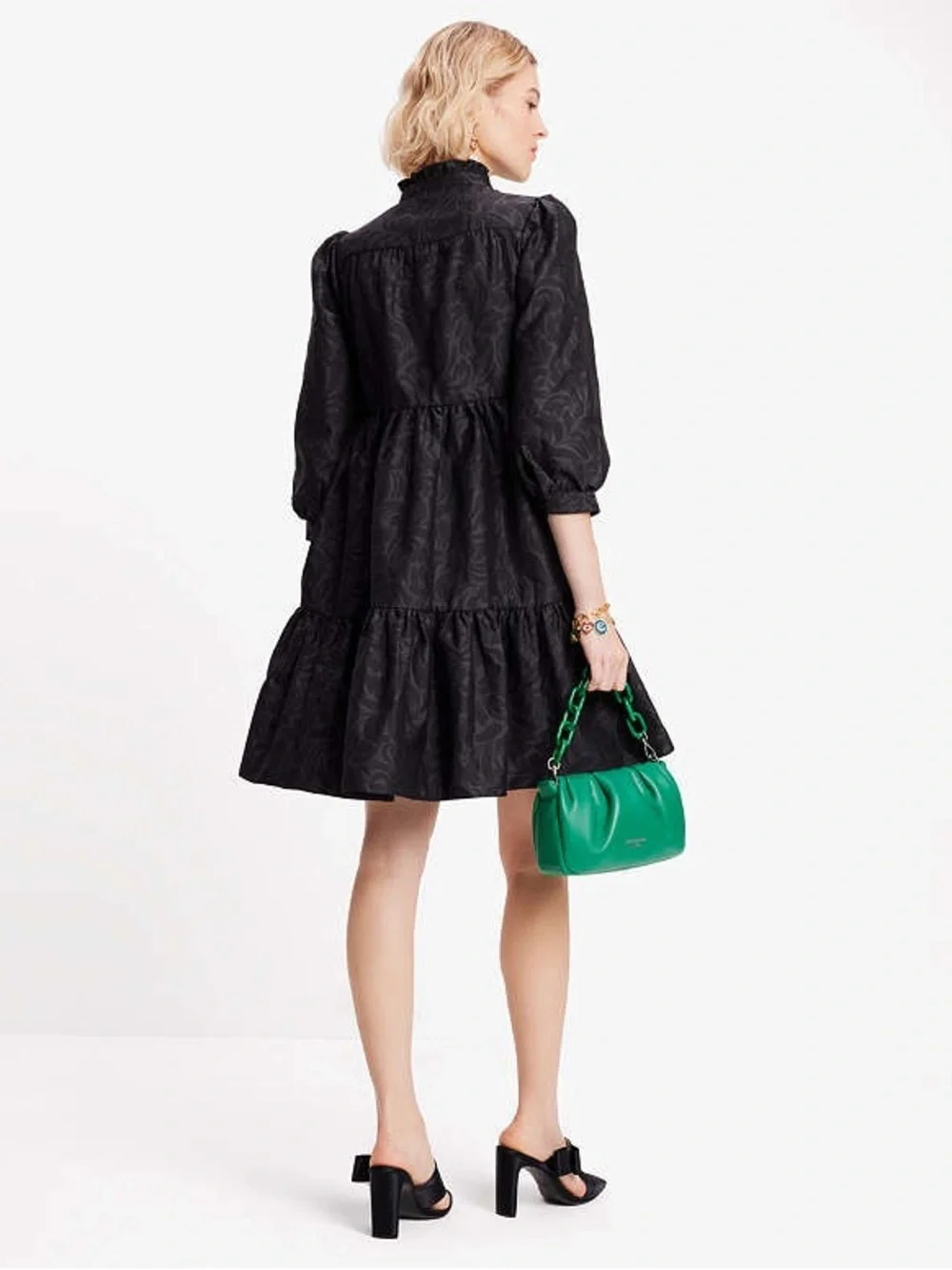✨ Kate Spade New York Flourish Swirl Tiered Taffeta Mini Dress Size Medium